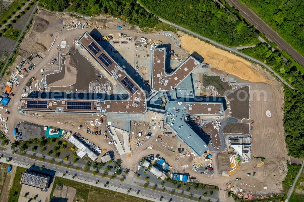 Dortmund from above - New construction of the company administration building AMPRION in Phoenix-West Industriegebiet and TechnologiePark Dortmand in the district Hoerde in Dortmund in the state North Rhine-Westphalia, Germany