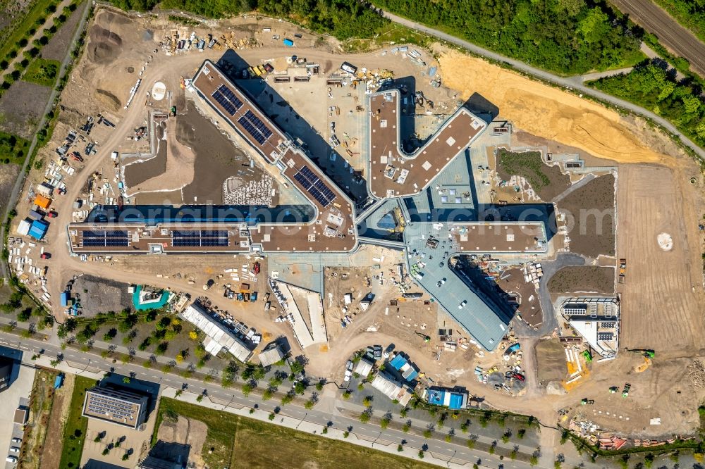 Aerial photograph Dortmund - New construction of the company administration building AMPRION in Phoenix-West Industriegebiet and TechnologiePark Dortmand in the district Hoerde in Dortmund in the state North Rhine-Westphalia, Germany