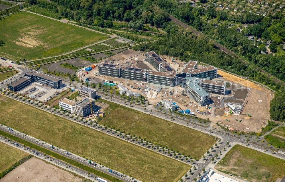 Aerial photograph Dortmund - New construction of the company administration building AMPRION in Phoenix-West Industriegebiet and TechnologiePark Dortmand in the district Hoerde in Dortmund in the state North Rhine-Westphalia, Germany