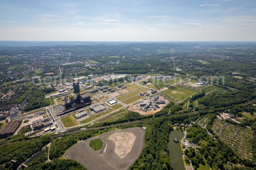 Dortmund from above - New construction of the company administration building AMPRION in Phoenix-West Industriegebiet and TechnologiePark Dortmand in the district Hoerde in Dortmund in the state North Rhine-Westphalia, Germany