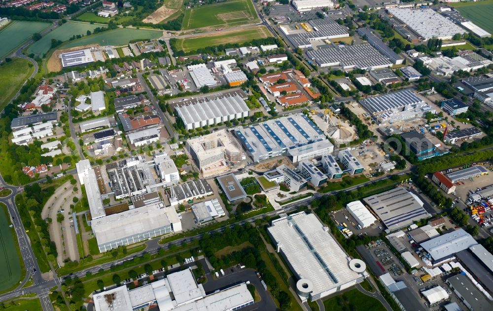 Göttingen from the bird's eye view: New construction of the company administration building Sartorius in Goettingen in the state Lower Saxony, Germany