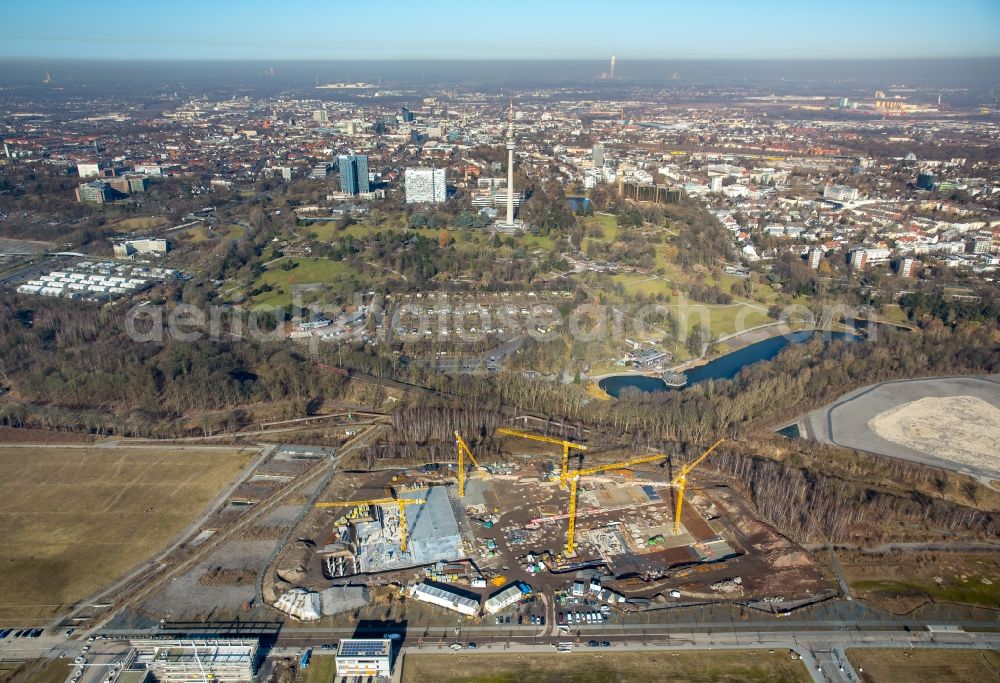 Aerial image Dortmund - Construction site for the new building of Amprion GmbH in construction of Ed. Zueblin AG in the district Hoerde in Dortmund in the state North Rhine-Westphalia