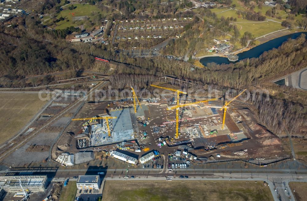 Aerial photograph Dortmund - Construction site for the new building of Amprion GmbH in construction of Ed. Zueblin AG in the district Hoerde in Dortmund in the state North Rhine-Westphalia