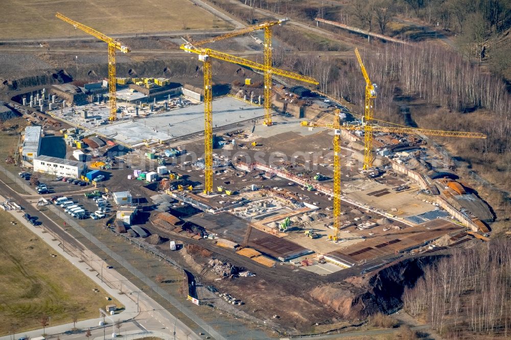 Aerial photograph Dortmund - Construction site for the new building of Amprion GmbH in construction of Ed. Zueblin AG in the district Hoerde in Dortmund in the state North Rhine-Westphalia