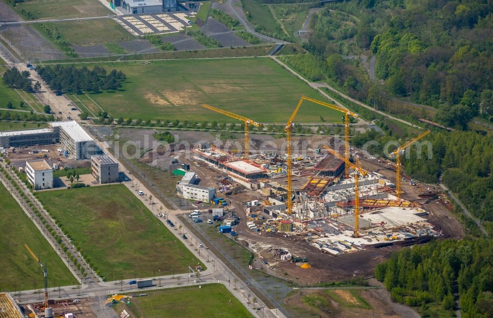 Dortmund from above - Construction site for the new building of Amprion GmbH in construction of Ed. Zueblin AG in the district Hoerde in Dortmund in the state North Rhine-Westphalia