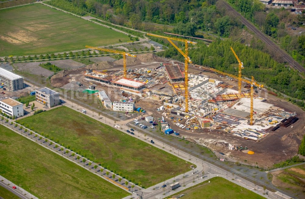 Dortmund from above - Construction site for the new building of Amprion GmbH in construction of Ed. Zueblin AG in the district Hoerde in Dortmund in the state North Rhine-Westphalia