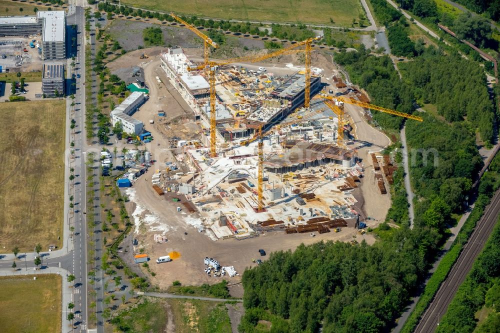 Dortmund from above - Construction site for the new building of Amprion GmbH in construction of Ed. Zueblin AG in the district Hoerde in Dortmund in the state North Rhine-Westphalia