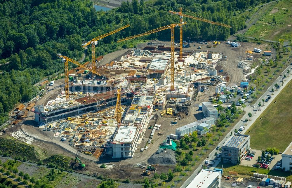 Aerial image Dortmund - Construction site for the new building of Amprion GmbH in construction of Ed. Zueblin AG in the district Hoerde in Dortmund in the state North Rhine-Westphalia