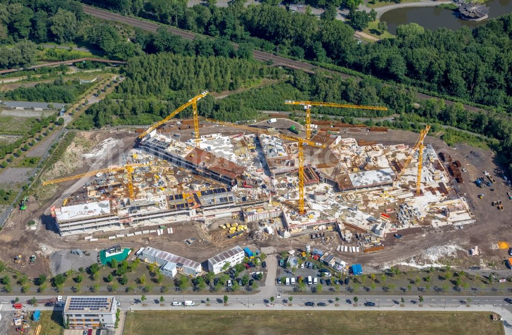 Dortmund from the bird's eye view: Construction site for the new building of Amprion GmbH in construction of Ed. Zueblin AG in the district Hoerde in Dortmund in the state North Rhine-Westphalia