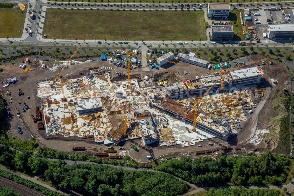 Aerial photograph Dortmund - Construction site for the new building of Amprion GmbH in construction of Ed. Zueblin AG in the district Hoerde in Dortmund in the state North Rhine-Westphalia