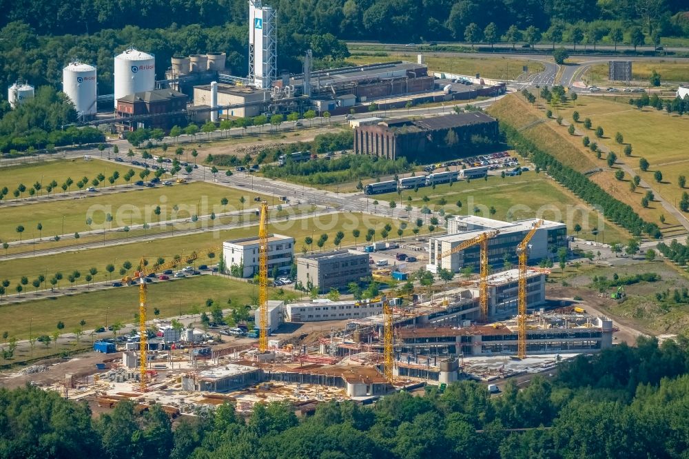 Dortmund from the bird's eye view: Construction site for the new building of Amprion GmbH in construction of Ed. Zueblin AG in the district Hoerde in Dortmund in the state North Rhine-Westphalia