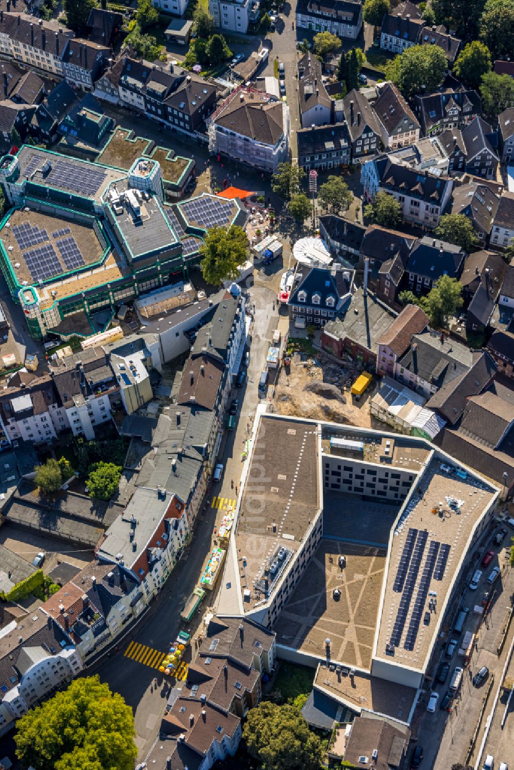 Aerial image Schwelm - Construction site for the new building of the event hall and the cultural center on the street Neumarkt in Schwelm in the state North Rhine-Westphalia, Germany