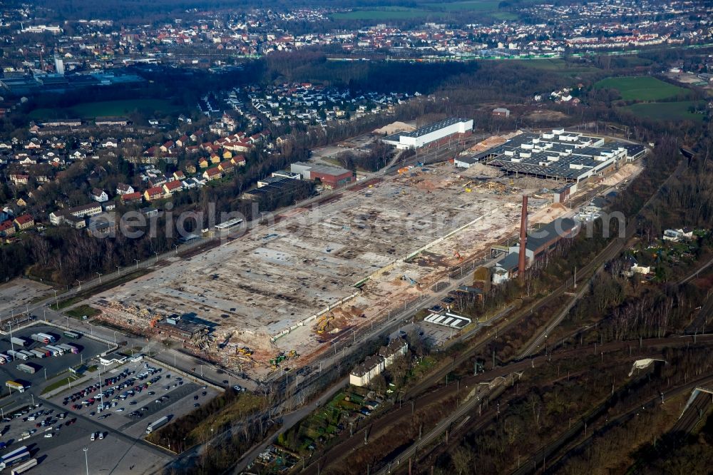 Bochum from above - Construction site for the new building of a goods distribution centre on site of the former Opel Works II in Bochum in the state of North Rhine-Westphalia