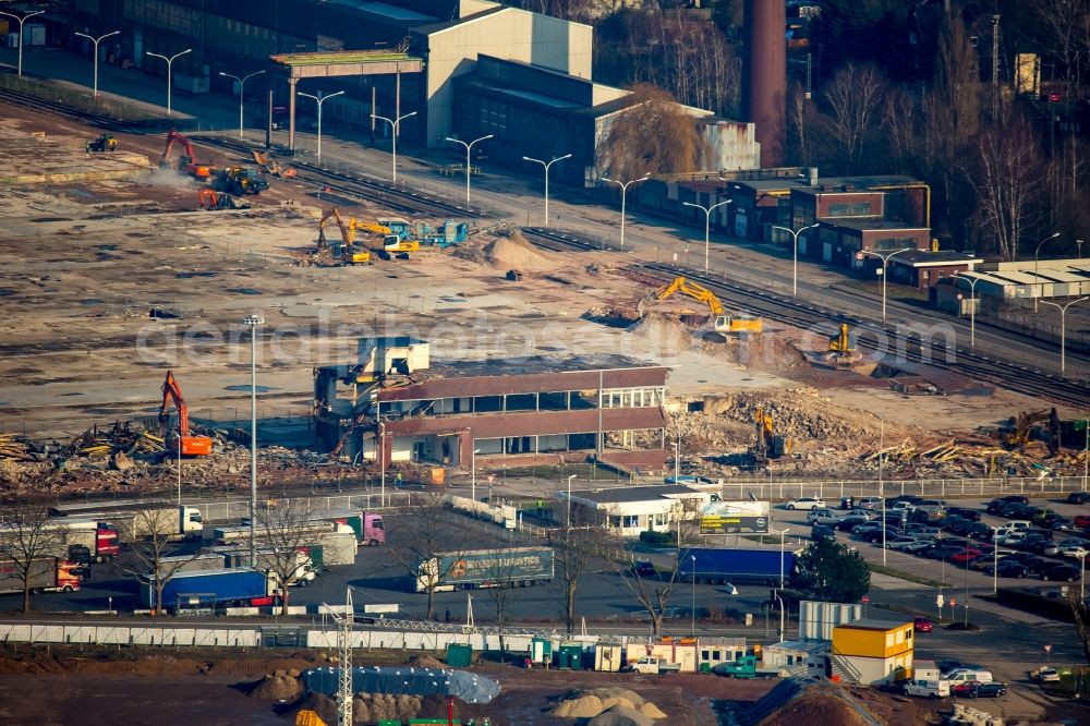 Aerial photograph Bochum - Construction site for the new building of a goods distribution centre on site of the former Opel Works II in Bochum in the state of North Rhine-Westphalia