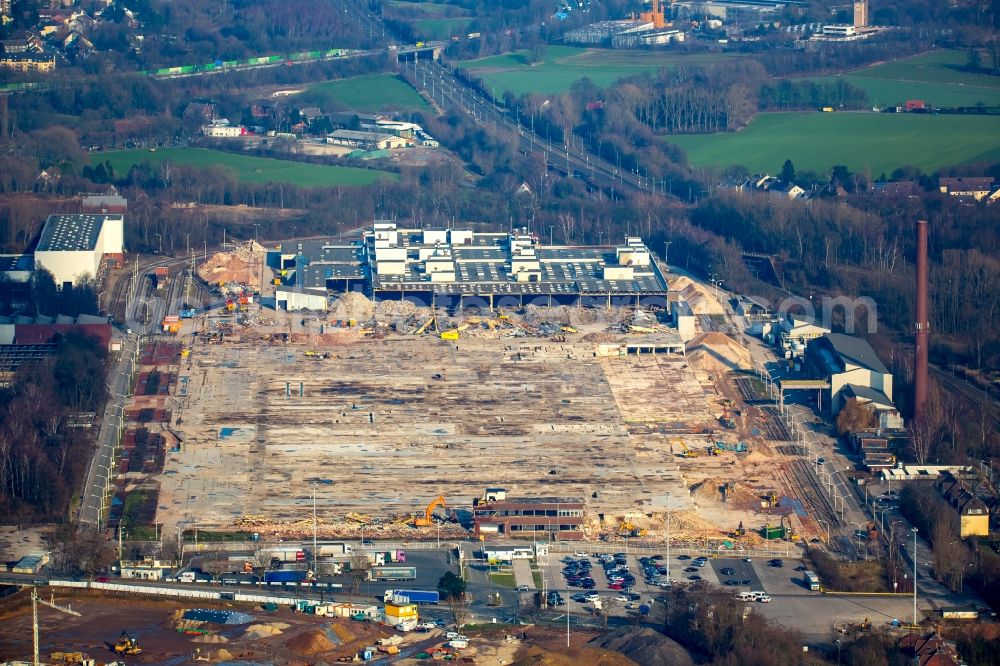 Bochum from above - Construction site for the new building of a goods distribution centre on site of the former Opel Works II in Bochum in the state of North Rhine-Westphalia