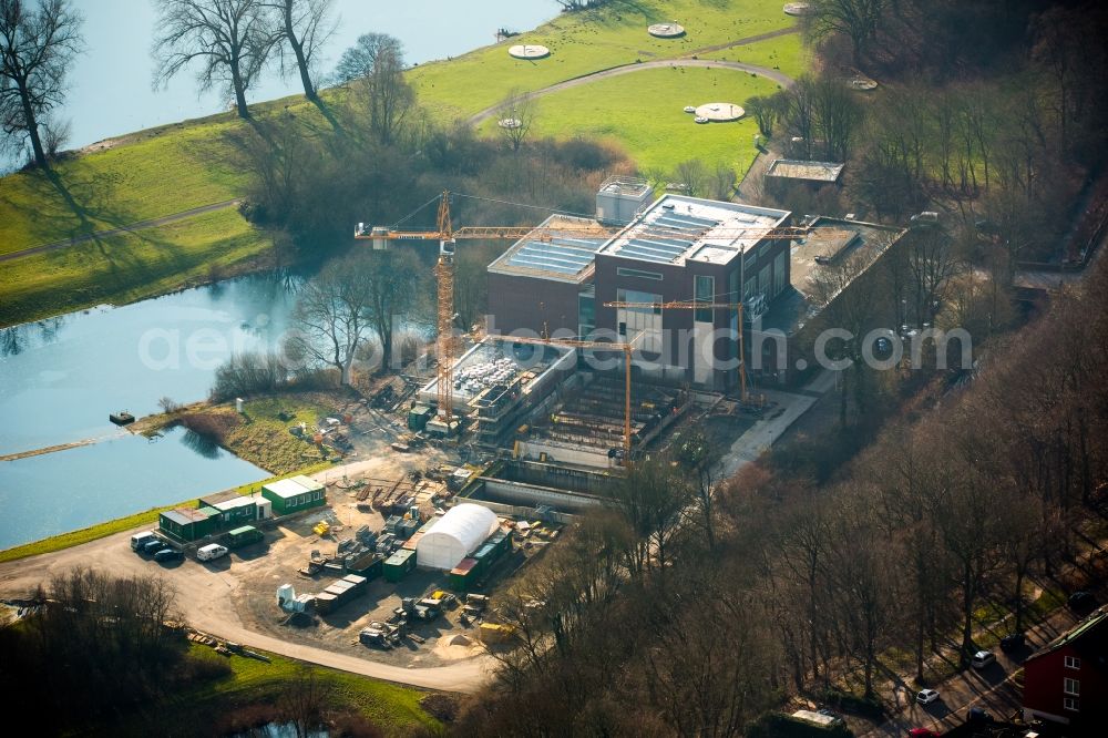 Witten from above - Construction site to build new water production plant Ruhrtal Stadtwerke Witten, Witten in North Rhine-Westphalia