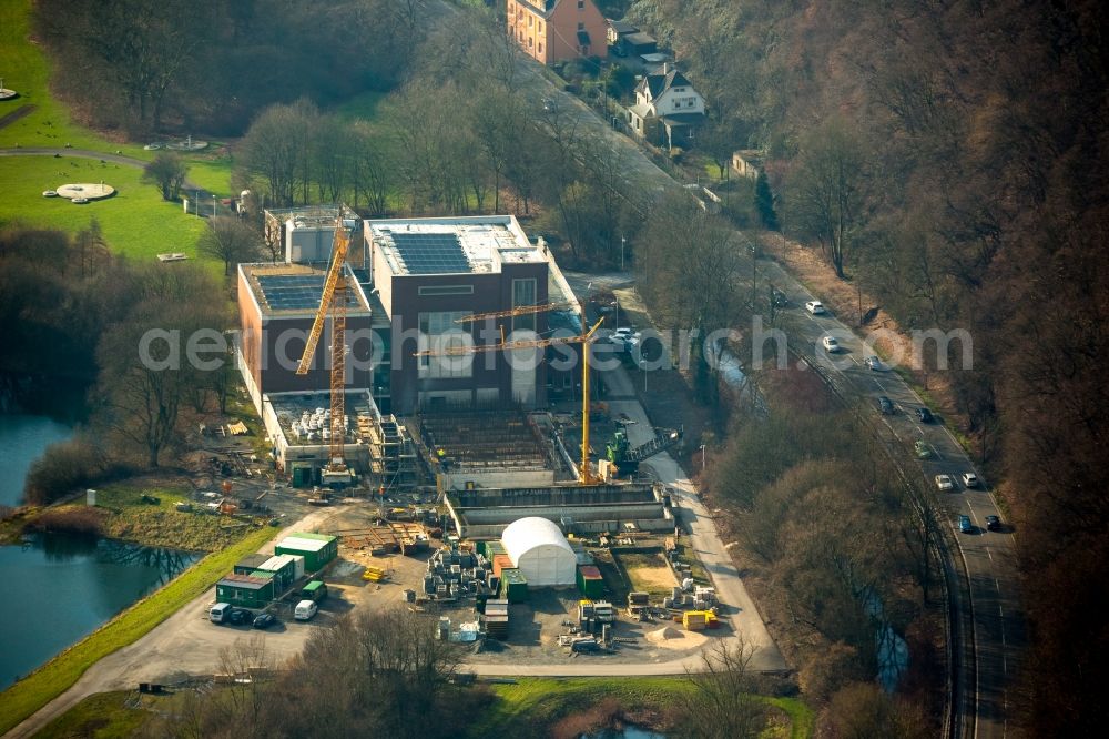 Witten from the bird's eye view: Construction site to build new water production plant Ruhrtal Stadtwerke Witten, Witten in North Rhine-Westphalia