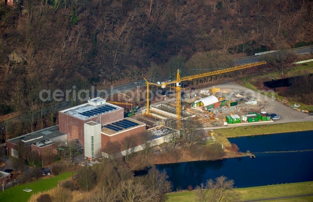 Aerial image Witten - Construction site to build new water production plant Ruhrtal Stadtwerke Witten, Witten in North Rhine-Westphalia