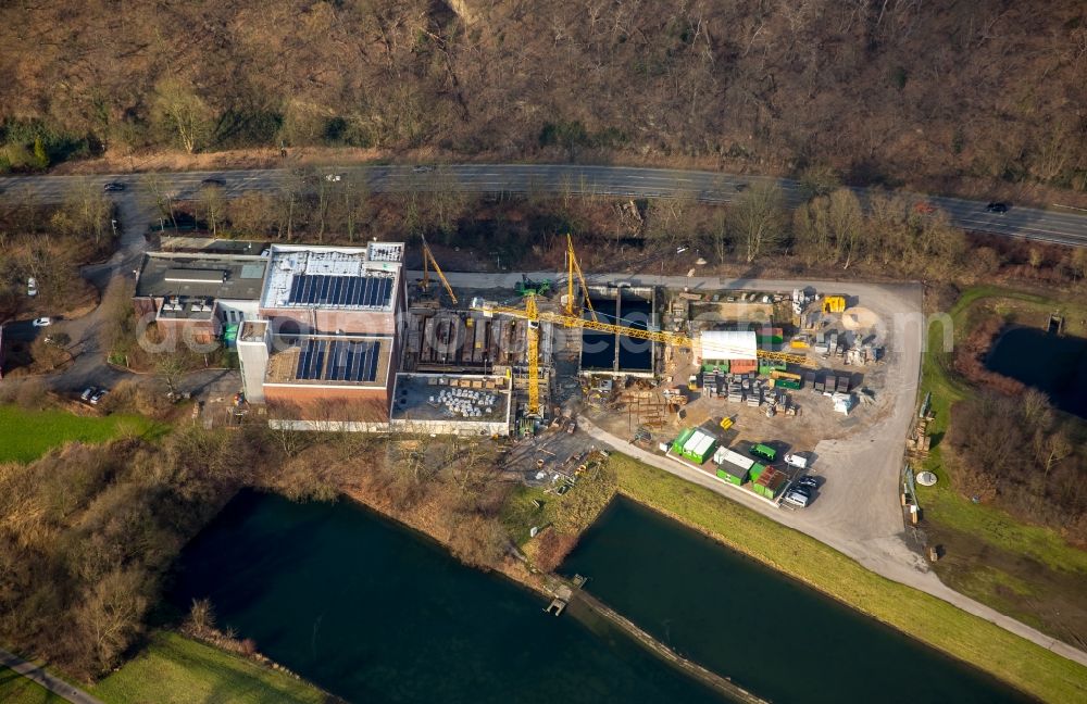 Aerial photograph Witten - Construction site to build new water production plant Ruhrtal Stadtwerke Witten, Witten in North Rhine-Westphalia