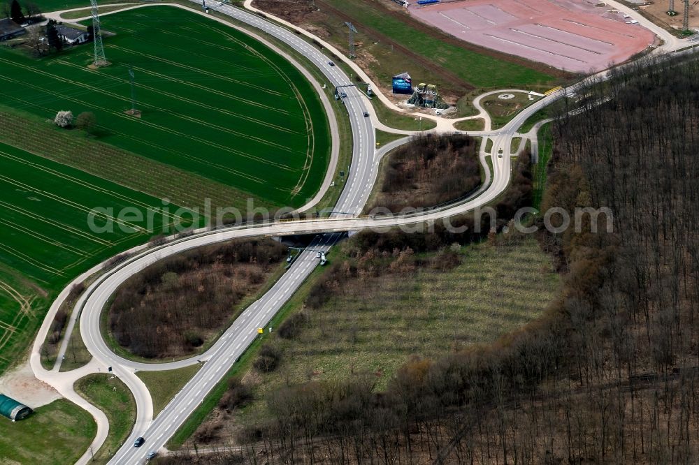 Aerial photograph Rust - Construction for the new building of the spa and swimming pool at the swimming pool of Recreation Europa-Park in Rust in the state Baden-Wuerttemberg