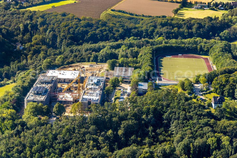 Aerial image Velbert - Construction site for the new building complex of the educational center Gesamtschule Neviges on the street Waldschloesschen in Velbert in the Ruhr area in the federal state of North Rhine-Westphalia, Germany