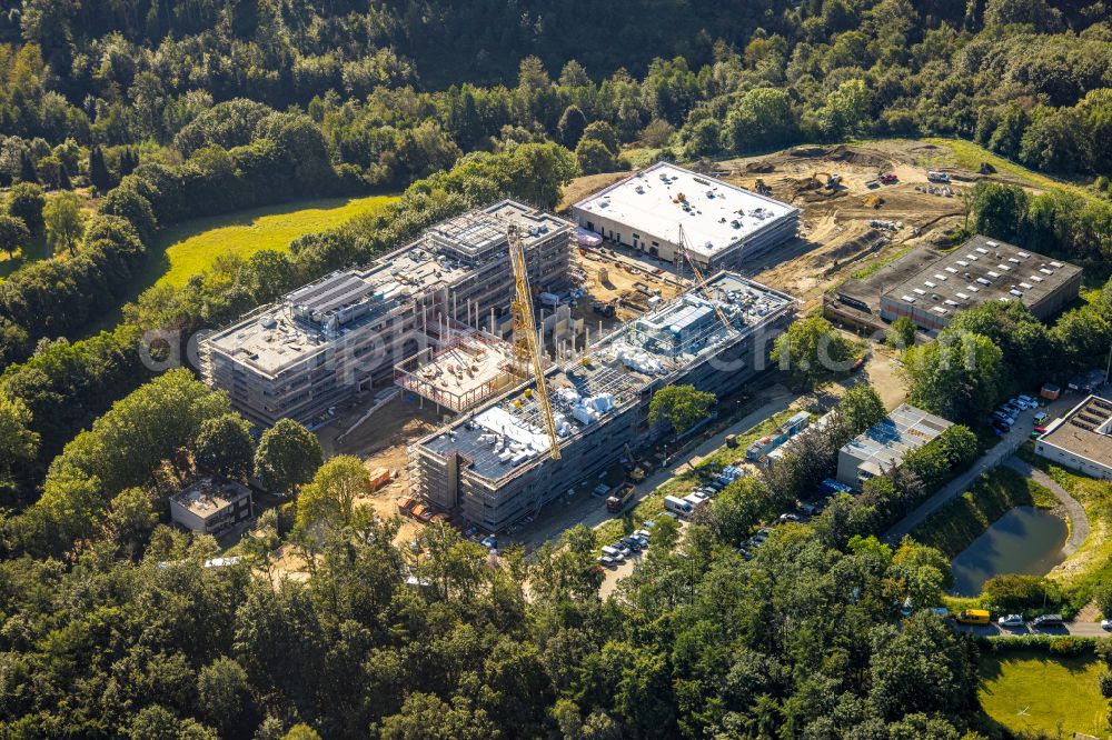 Aerial photograph Velbert - Construction site for the new building complex of the educational center Gesamtschule Neviges on the street Waldschloesschen in Velbert in the Ruhr area in the federal state of North Rhine-Westphalia, Germany