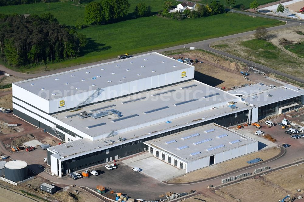 Aerial image Espelkamp - Construction site for the construction of a factory site of HARTING Deutschland GmbH & Co. KG in Espelkamp in the state of North Rhine-Westphalia, Germany