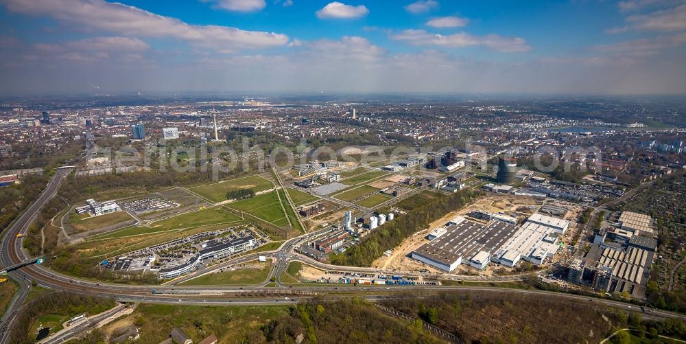 Aerial image Dortmund - Construction site for the new construction of the WILO Campus Dortmund and the development area Phoenix-West in the district of Hoerde in Dortmund in the federal state of North Rhine-Westphalia, Germany