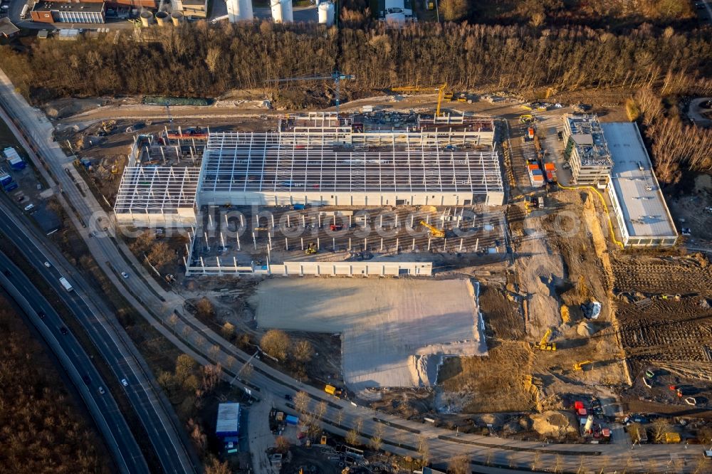 Dortmund from the bird's eye view: Construction site for the new building a?? WILO Campus Dortmund a?? on Nortkirchenstrasse in the district Hoerde in Dortmund in the state North Rhine-Westphalia, Germany