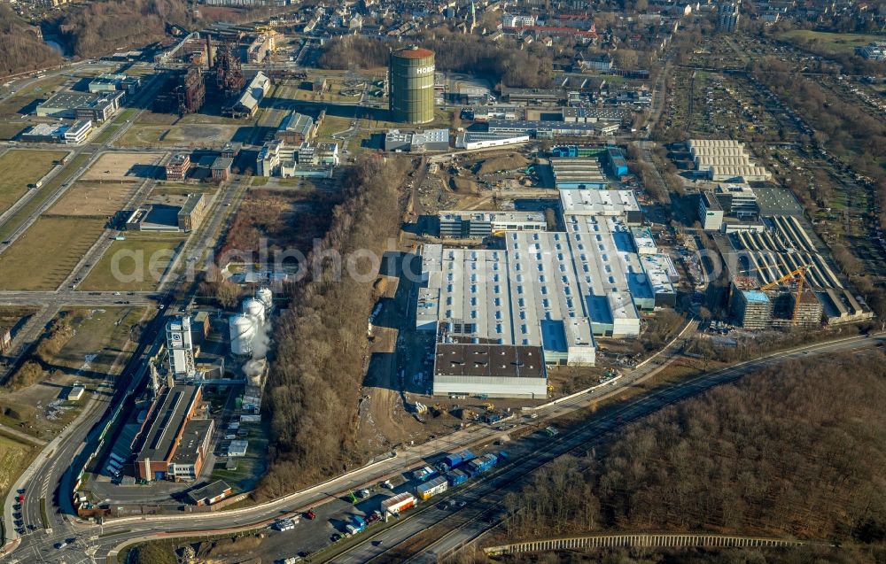 Dortmund from the bird's eye view: Construction site for the new building a?? WILO Campus Dortmund a?? on Nortkirchenstrasse in the district Hoerde in Dortmund in the state North Rhine-Westphalia, Germany