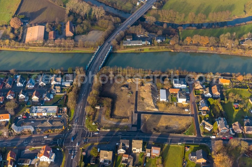 Aerial photograph Haltern am See - Construction site for the new building of a residential and commercial quarter Katharinen-Hoefe on the former Dickerhoff site at Kapellenweg in Haltern am See in the federal state of North Rhine-Westphalia, Germany