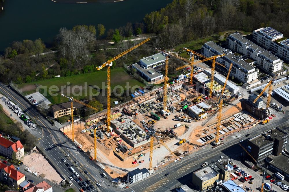 Aerial photograph Nürnberg - Construction site to build a new multi-family residential and commercial building quarter Seetor City Campus on Ostendstrasse - corner of Dr.-Gustav-Heinemann-Strasse in Nuremberg in the state Bavaria, Germany