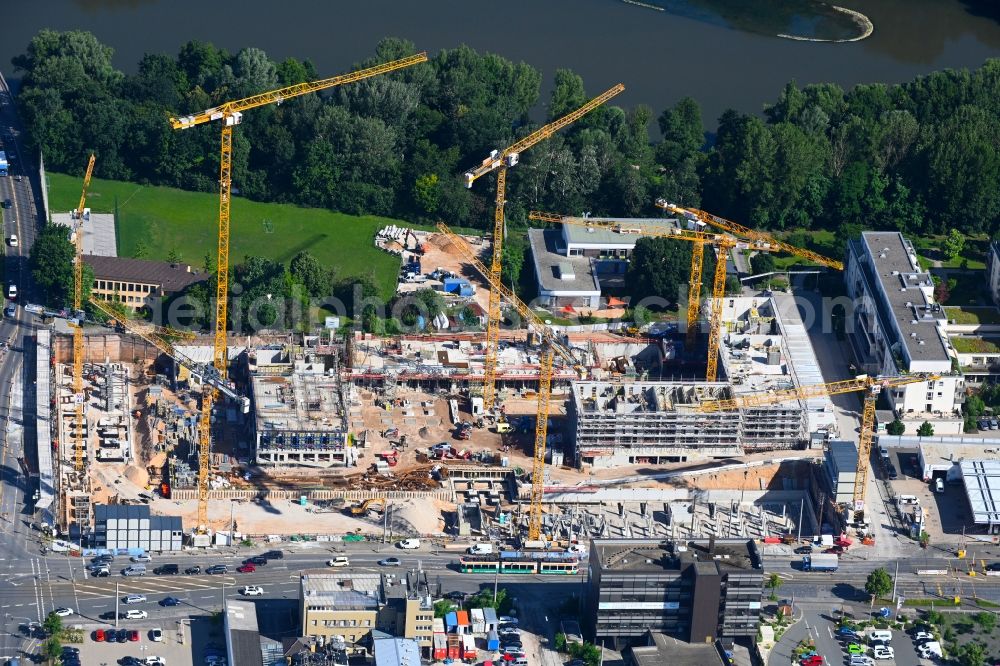 Aerial image Nürnberg - Construction site to build a new multi-family residential and commercial building quarter Seetor City Campus on Ostendstrasse - corner of Dr.-Gustav-Heinemann-Strasse in Nuremberg in the state Bavaria, Germany