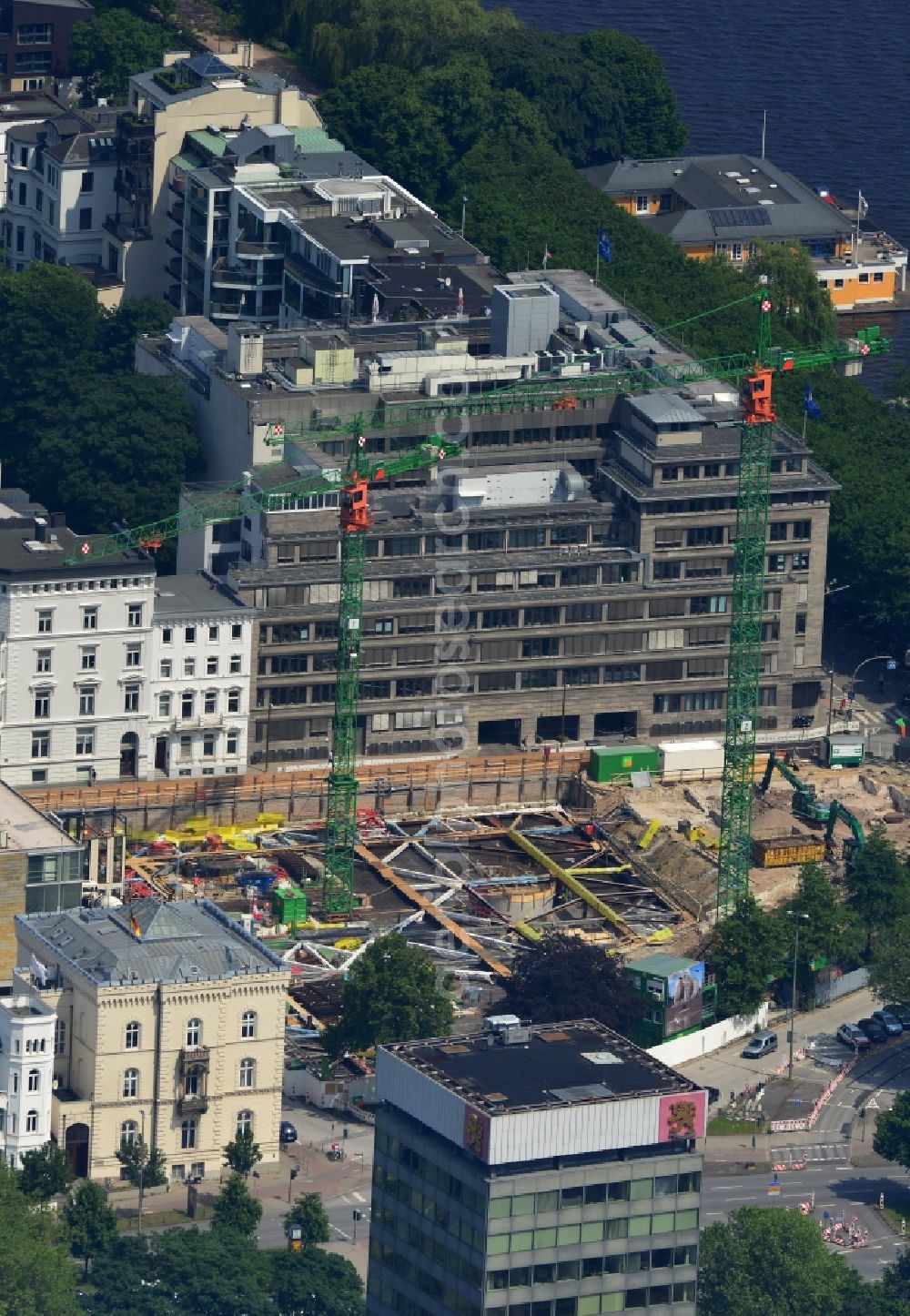 Aerial image Hamburg Rotherbaum - New construction of residential and commercial building Alsterufer 1-3 in Hamburg - Rotherbaum