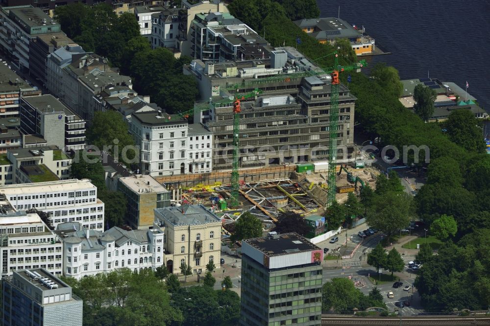 Aerial photograph Hamburg Rotherbaum - New construction of residential and commercial building Alsterufer 1-3 in Hamburg - Rotherbaum