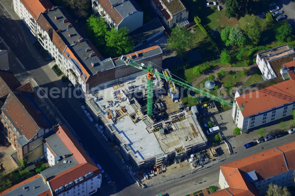 Berlin from above - Construction site to build a new residential and commercial building in Berlin Koepenick