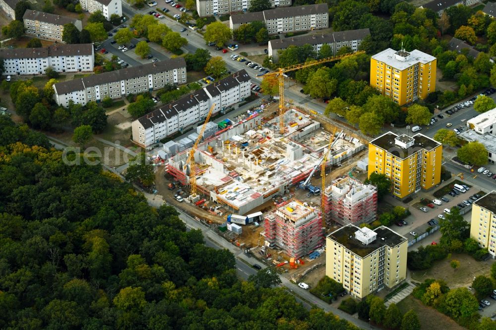 Aerial image Wolfsburg - Construction site for the new residential and commercial building on the Breslauer Strasse - Schlesierweg in Wolfsburg in the state Lower Saxony, Germany