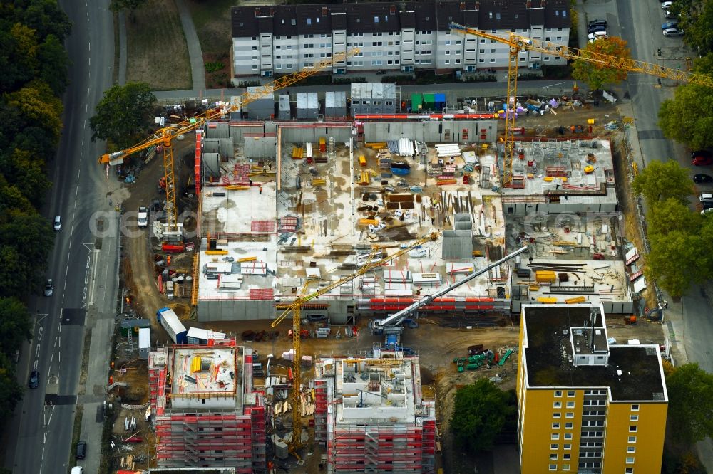 Aerial image Wolfsburg - Construction site for the new residential and commercial building on the Breslauer Strasse - Schlesierweg in Wolfsburg in the state Lower Saxony, Germany