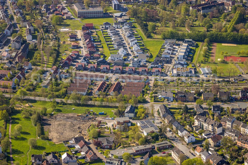 Aerial image Hamm - Construction site for the new residential and commercial building An of Erloeserkirche in Hamm at Ruhrgebiet in the state North Rhine-Westphalia, Germany