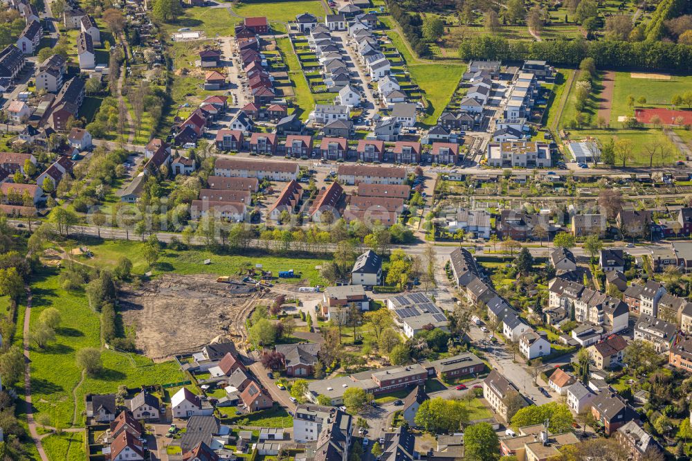 Aerial photograph Hamm - Construction site for the new residential and commercial building An of Erloeserkirche in Hamm at Ruhrgebiet in the state North Rhine-Westphalia, Germany