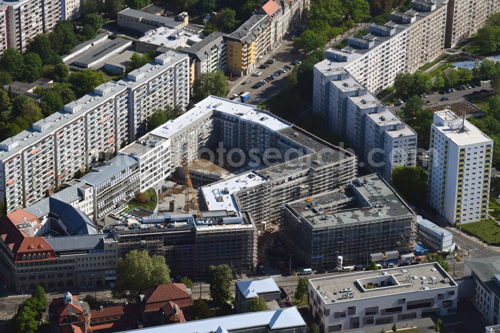 Aerial photograph Dresden - Construction site for the new residential and commercial building GUeNTZAREAL on Gerokstrasse - Elisenstrasse - Elsasser Strasse in Dresden in the state Saxony, Germany