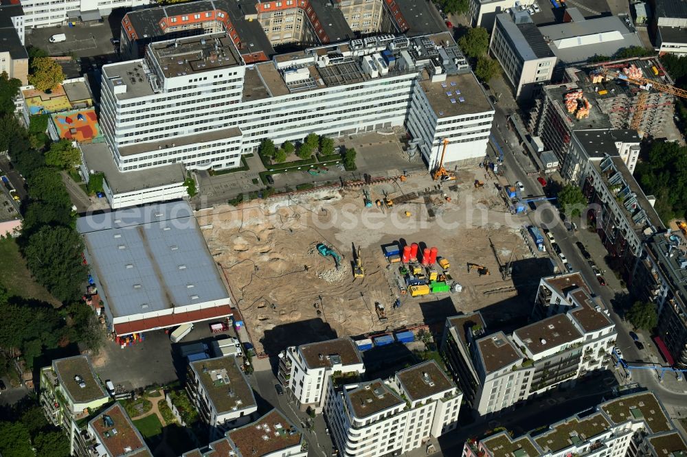 Berlin from above - Construction site for the new residential and commercial building 3 Hoefe on Luetzowstrasse in the district Tiergarten in Berlin, Germany