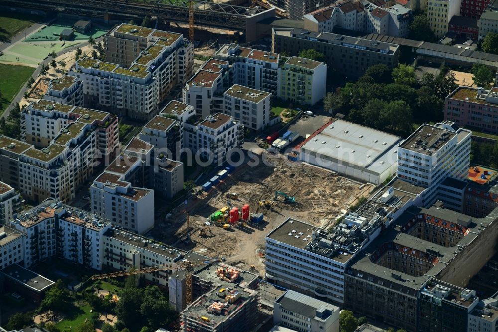 Aerial image Berlin - Construction site for the new residential and commercial building 3 Hoefe on Luetzowstrasse in the district Tiergarten in Berlin, Germany