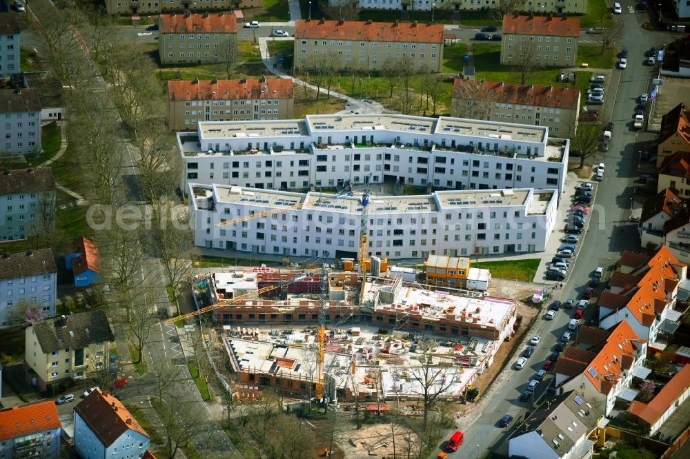 Aerial image Aschaffenburg - Construction site for the new residential and commercial building Mitscherlichweg - Spessartstrasse - Bavariastrasse in the district Innenstadt in Aschaffenburg in the state Bavaria, Germany