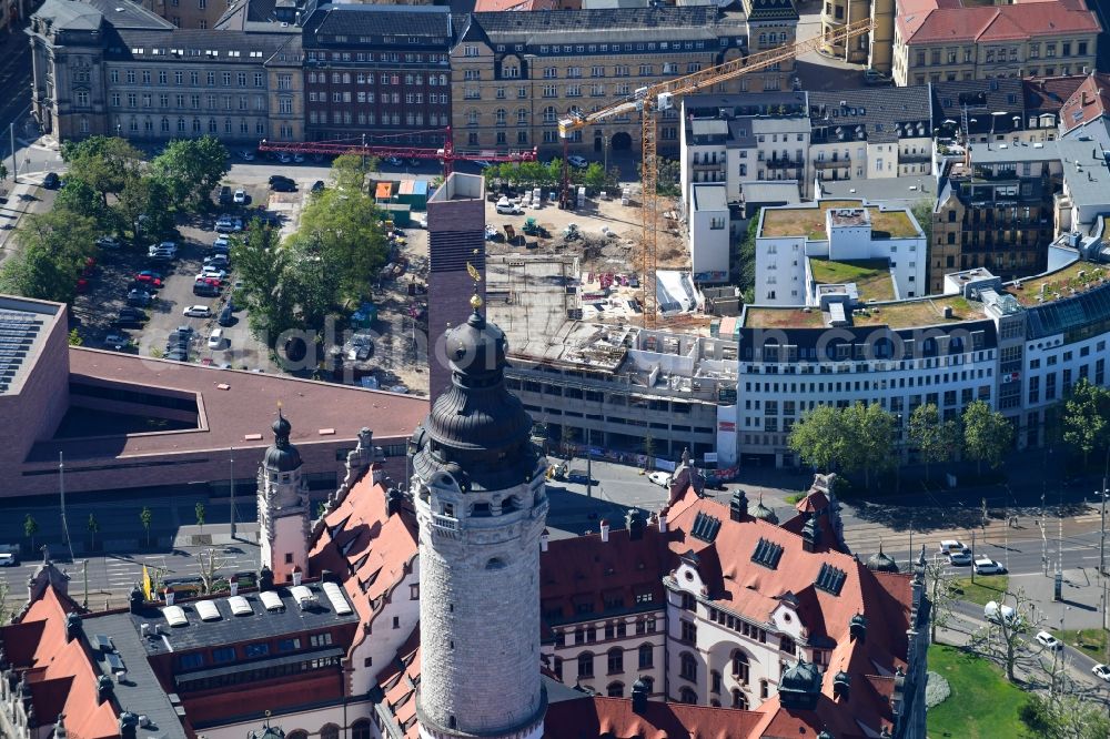 Aerial image Leipzig - Construction site for the new residential and commercial building on Nonnenmuehlgasse in Leipzig in the state Saxony, Germany