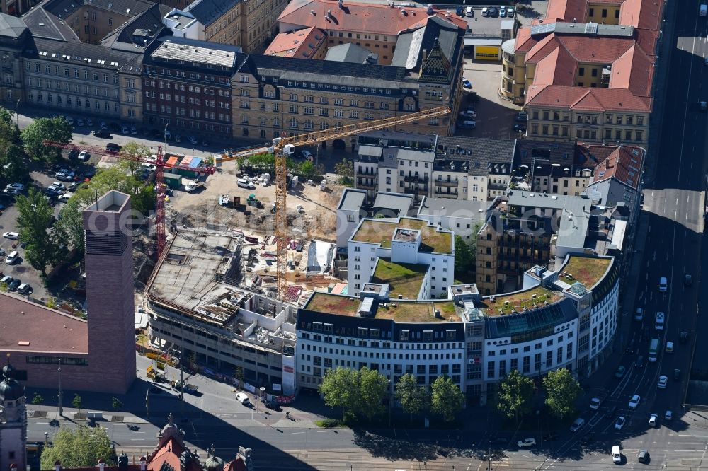 Aerial photograph Leipzig - Construction site for the new residential and commercial building on Nonnenmuehlgasse in Leipzig in the state Saxony, Germany