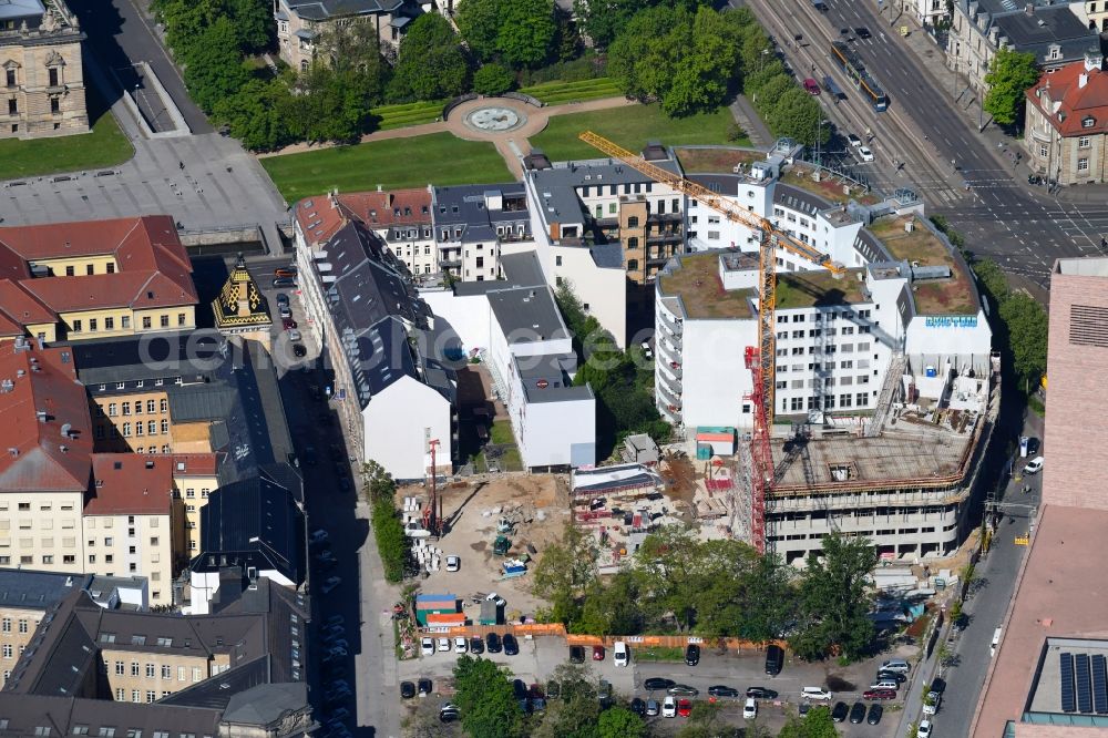 Aerial image Leipzig - Construction site for the new residential and commercial building on Nonnenmuehlgasse in Leipzig in the state Saxony, Germany