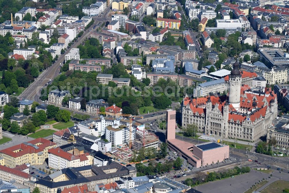 Aerial photograph Leipzig - Construction site for the new residential and commercial building on Nonnenmuehlgasse in Leipzig in the state Saxony, Germany