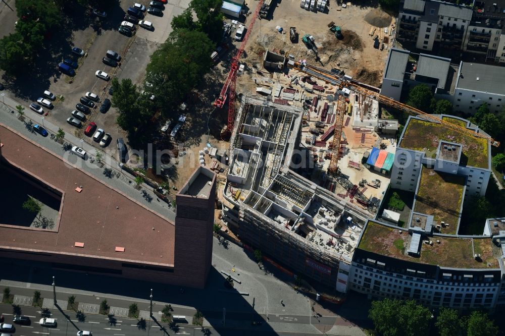 Aerial photograph Leipzig - Construction site for the new residential and commercial building on Nonnenmuehlgasse in Leipzig in the state Saxony, Germany