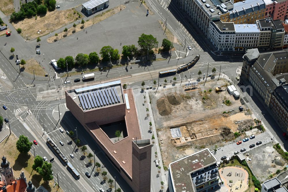 Aerial photograph Leipzig - Construction site for the new residential and commercial building on Nonnenmuehlgasse in Leipzig in the state Saxony, Germany